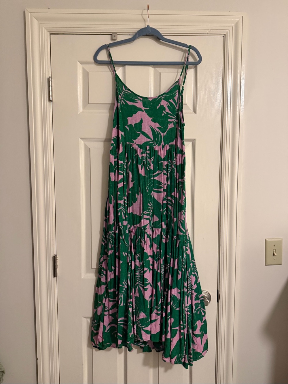 Green and Pink Floral Spaghetti-Strap Sundress